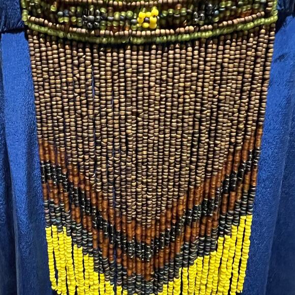 Tibi Cascade Beaded Silk Royal Blue Cap sleeve A-Line Dress Egyptian Vibe Size ) - Picture 7 of 13